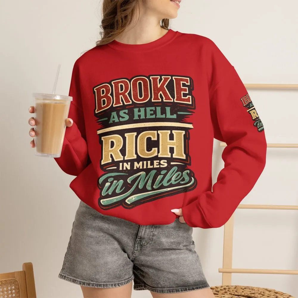 Unisex Heavy Blend™ Crewneck Sweatshirt — "Broke As Hell" Design F**K-Line