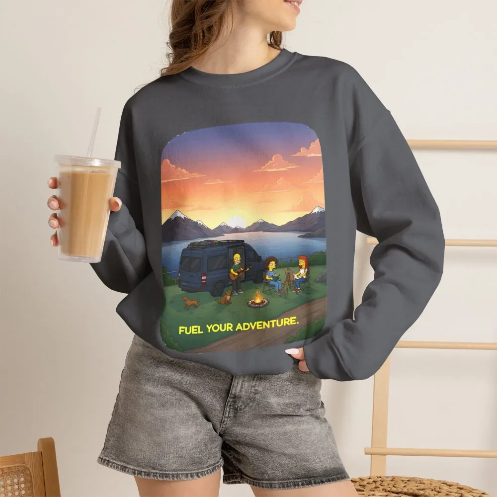 Unisex Heavy Blend™ Crewneck Sweatshirt — "Fuel Your Adventure" Design Sitcom-Line