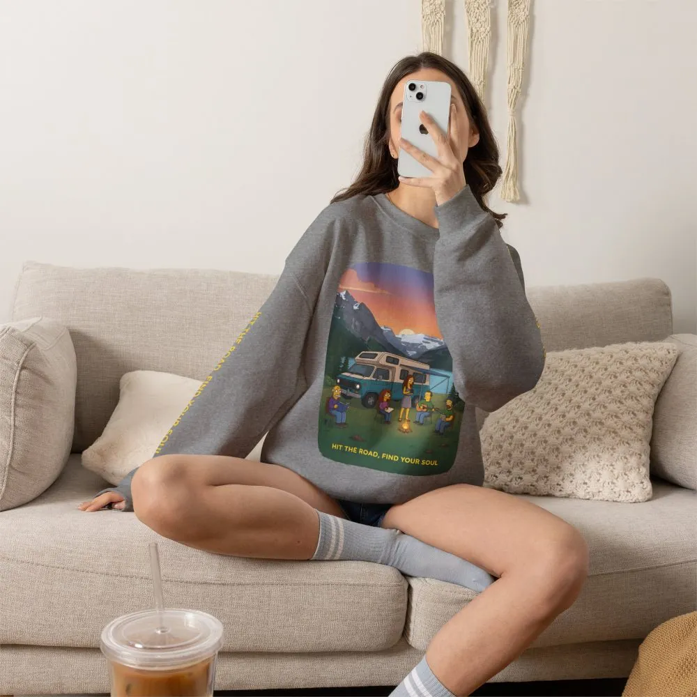 Unisex Heavy Blend™ Crewneck Sweatshirt — "Hit The Road-Find Your Soul" Design Sitcom-Line