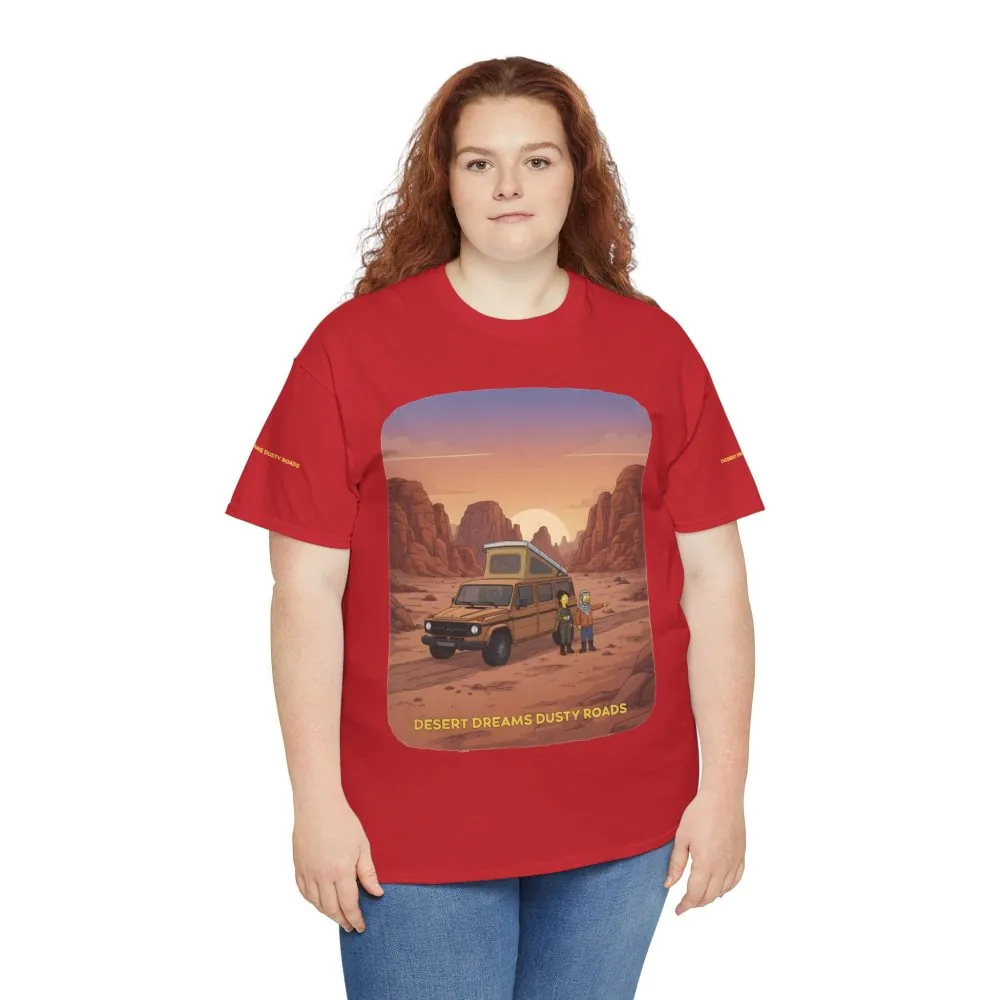 Unisex Heavy Cotton Tee — "Desert Dreams Dusty Roads" Design Sitcom-Line