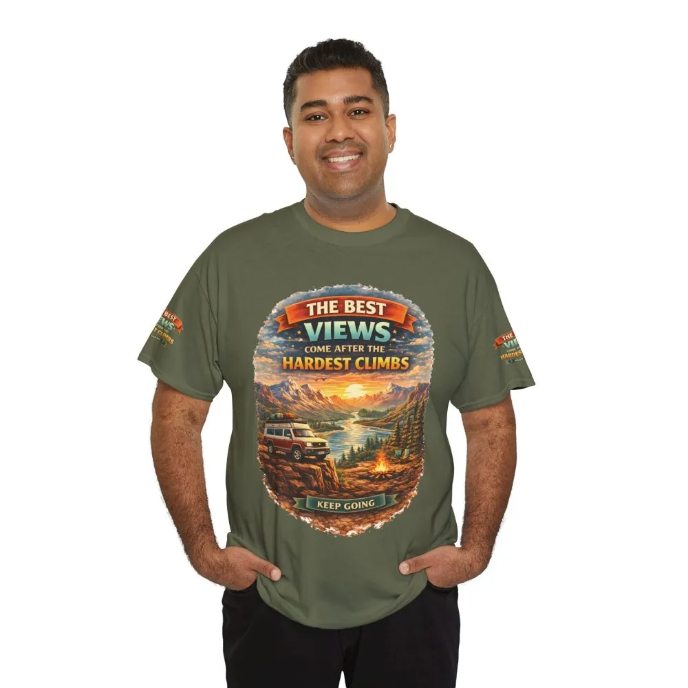 Unisex Heavy Cotton Tee — "The Best Views" Design Scenic-Line
