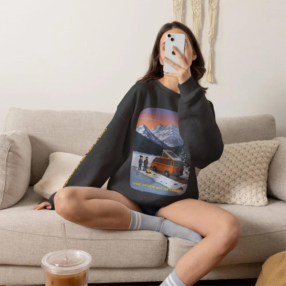 Unisex Heavy Blend™ Crewneck Sweatshirt — "Chase The Views-Not The Crowds"" Design Sitcom-Line