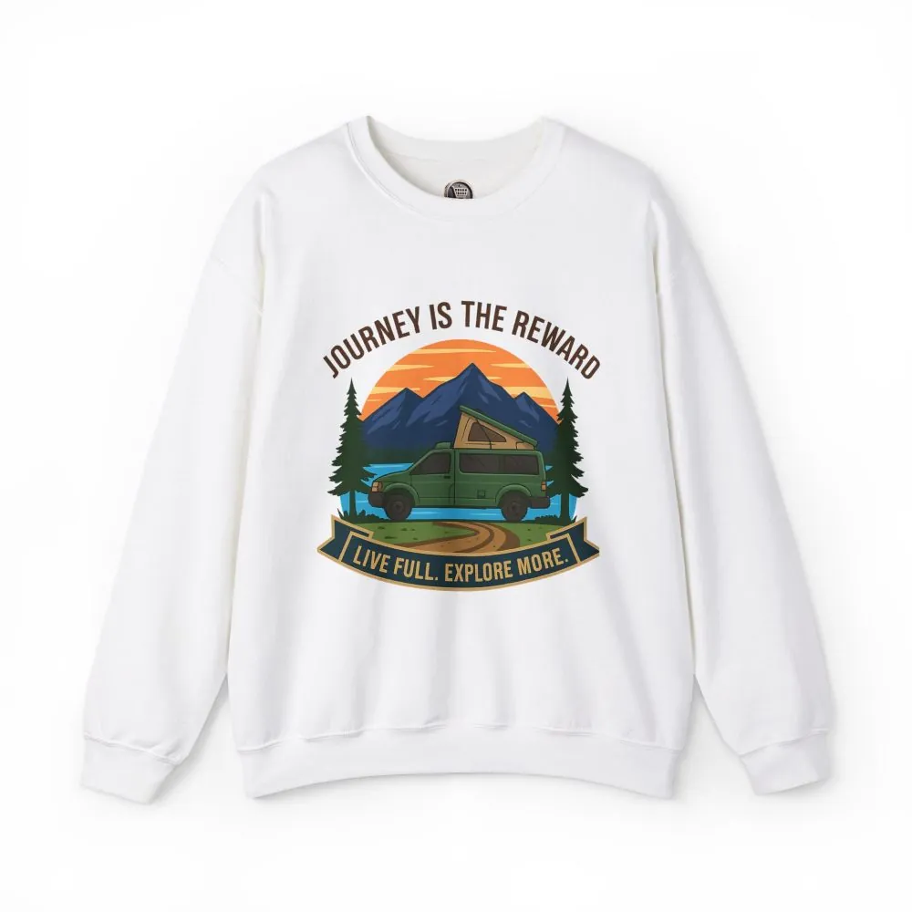 Crewneck Sweatshirt – "Journey Is The Reward"  Adventure Camper Crewneck
