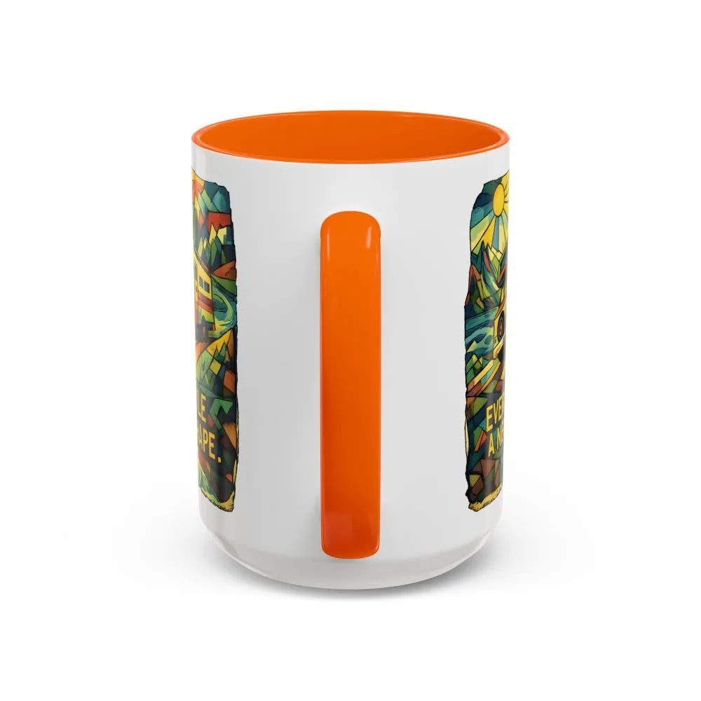 Accent Coffee Mug (11, 15oz) — "Every Mile A New Shape" Design Cubic-Line