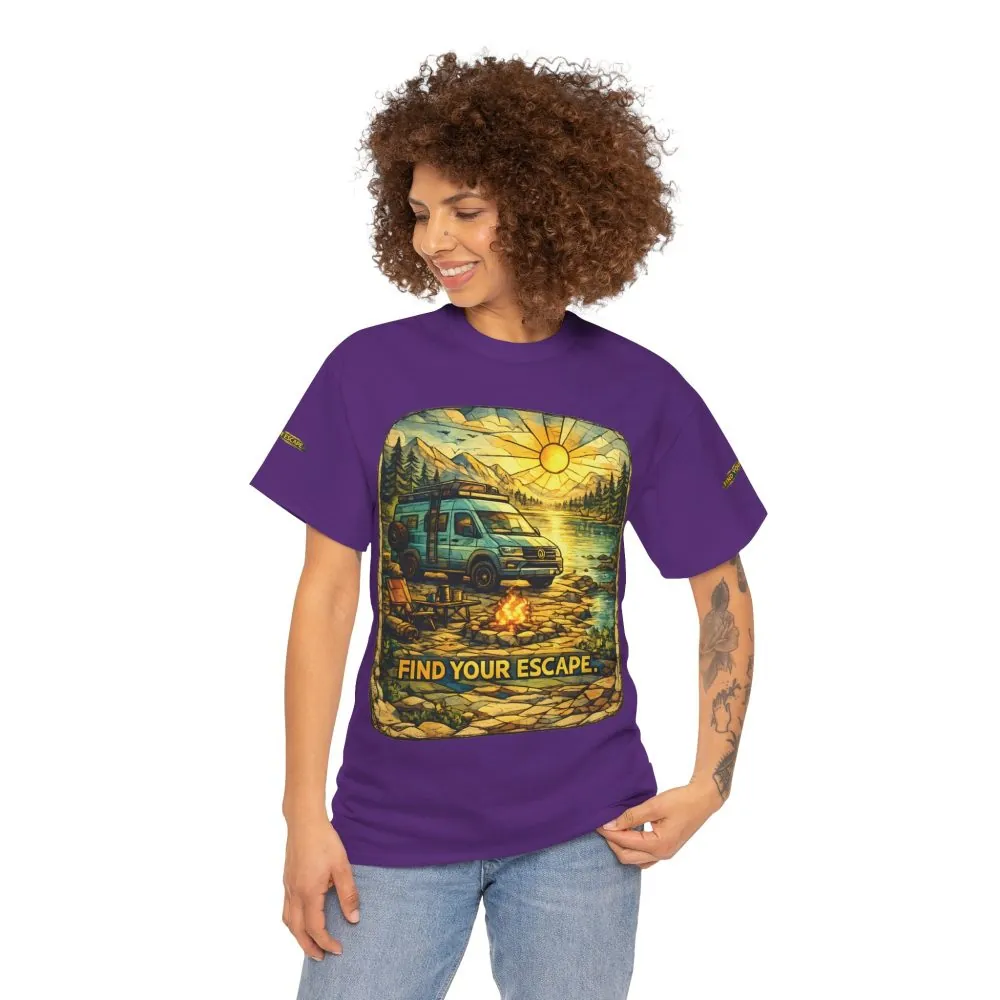 Unisex Heavy Cotton Tee — "Find Your Escape" Design Cubic-Line