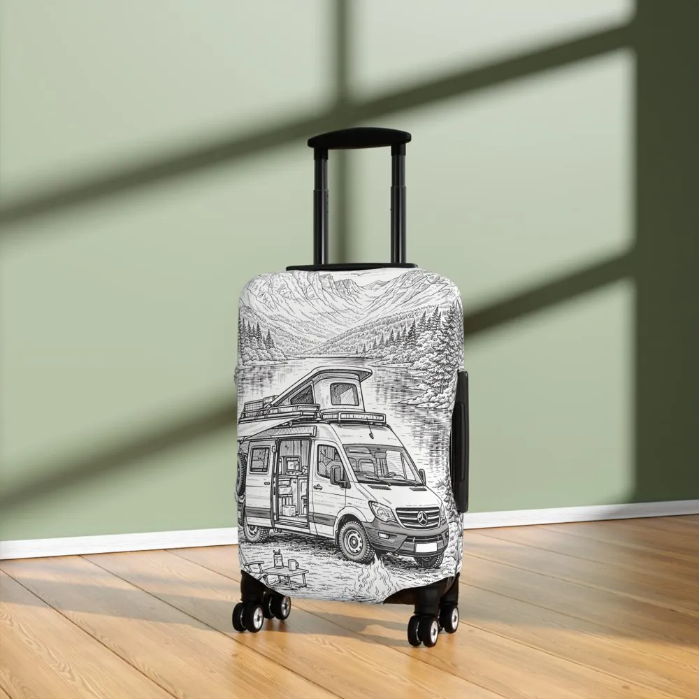 Luggage Cover — Adventure Camper Sketch Travel Suitcase