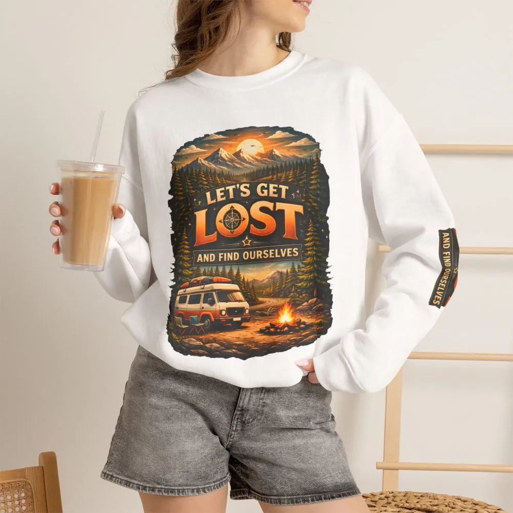Unisex Heavy Blend™ Crewneck Sweatshirt — "Let´s Get Lost And Found Ourselfs" Design Scenic-Line