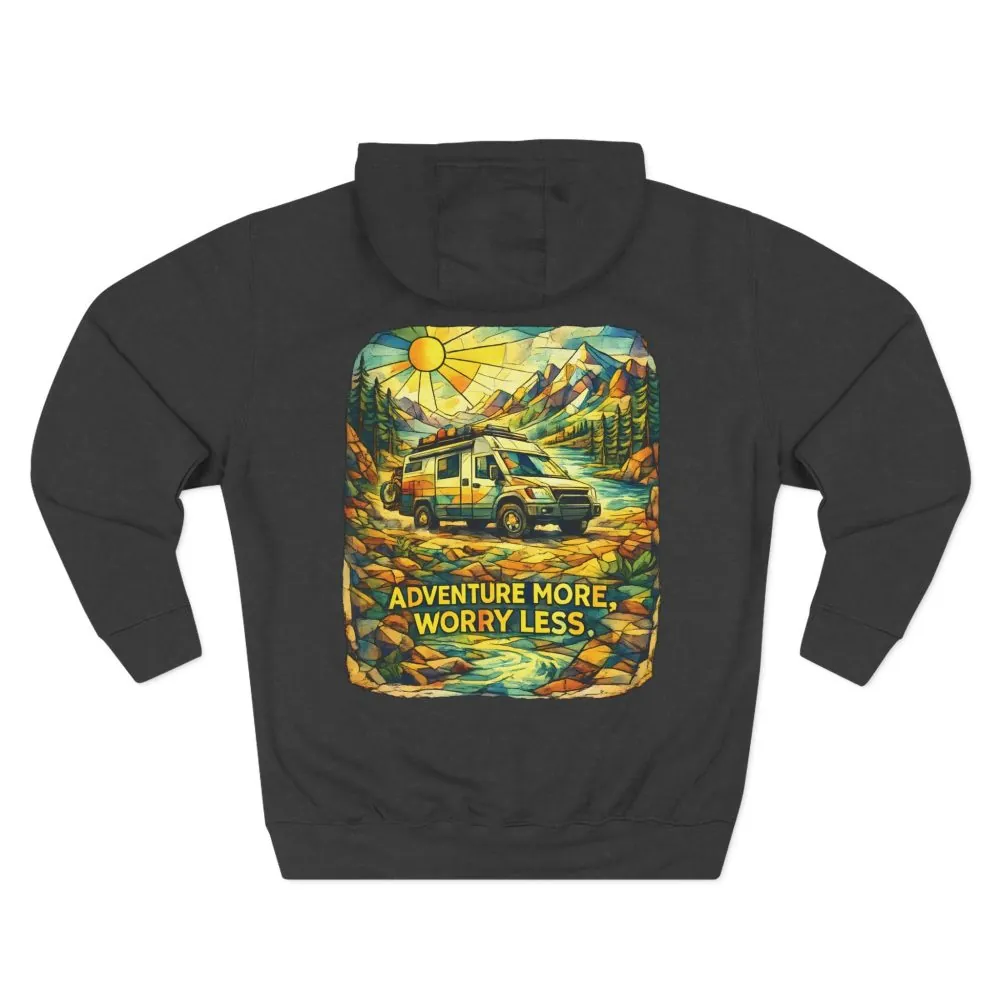 14226864190609544026_2048.jpeg Three-Panel Fleece Hoodie - "Adventure More Worry Less" Design Cubic-Line