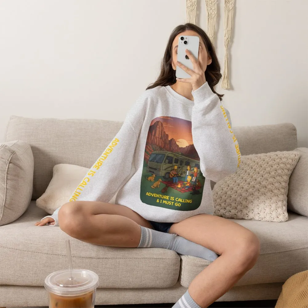 14230116798365898589_2048.jpeg Unisex Heavy Blend™ Crewneck Sweatshirt — "Adventure Is Calling-I Must Go" Design Sitcom-Line