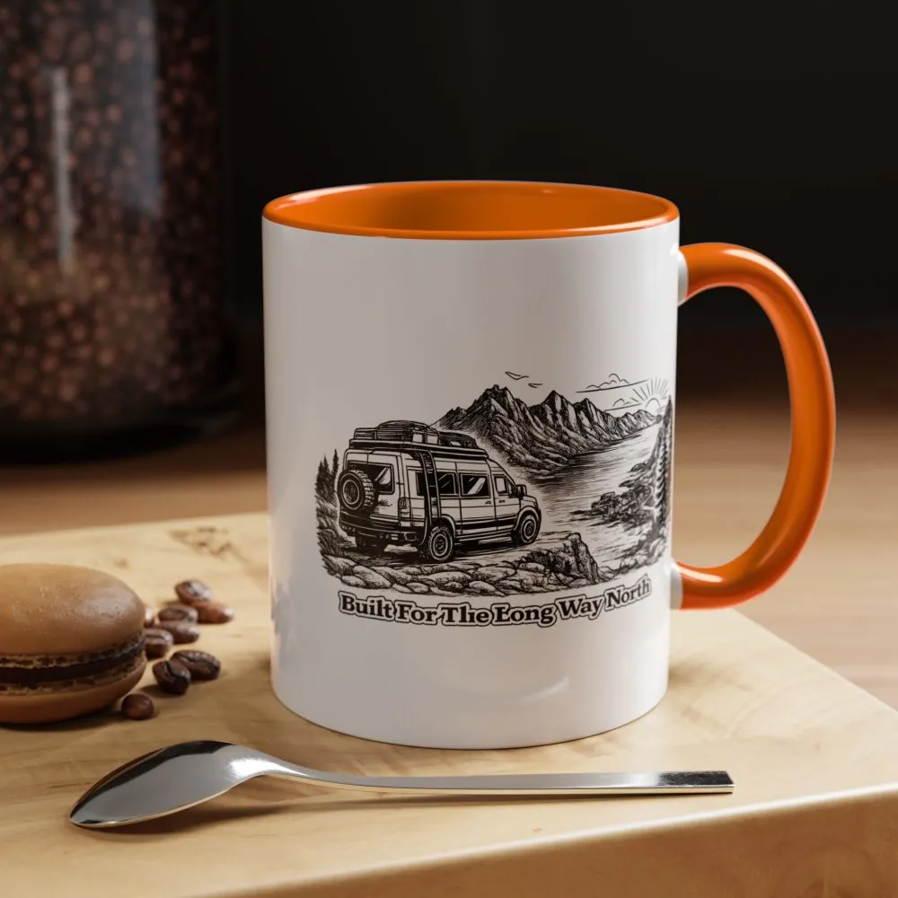 Accent Coffee Mug (11, 15oz) — "Built For The Long Way North" Design Minimal-Line