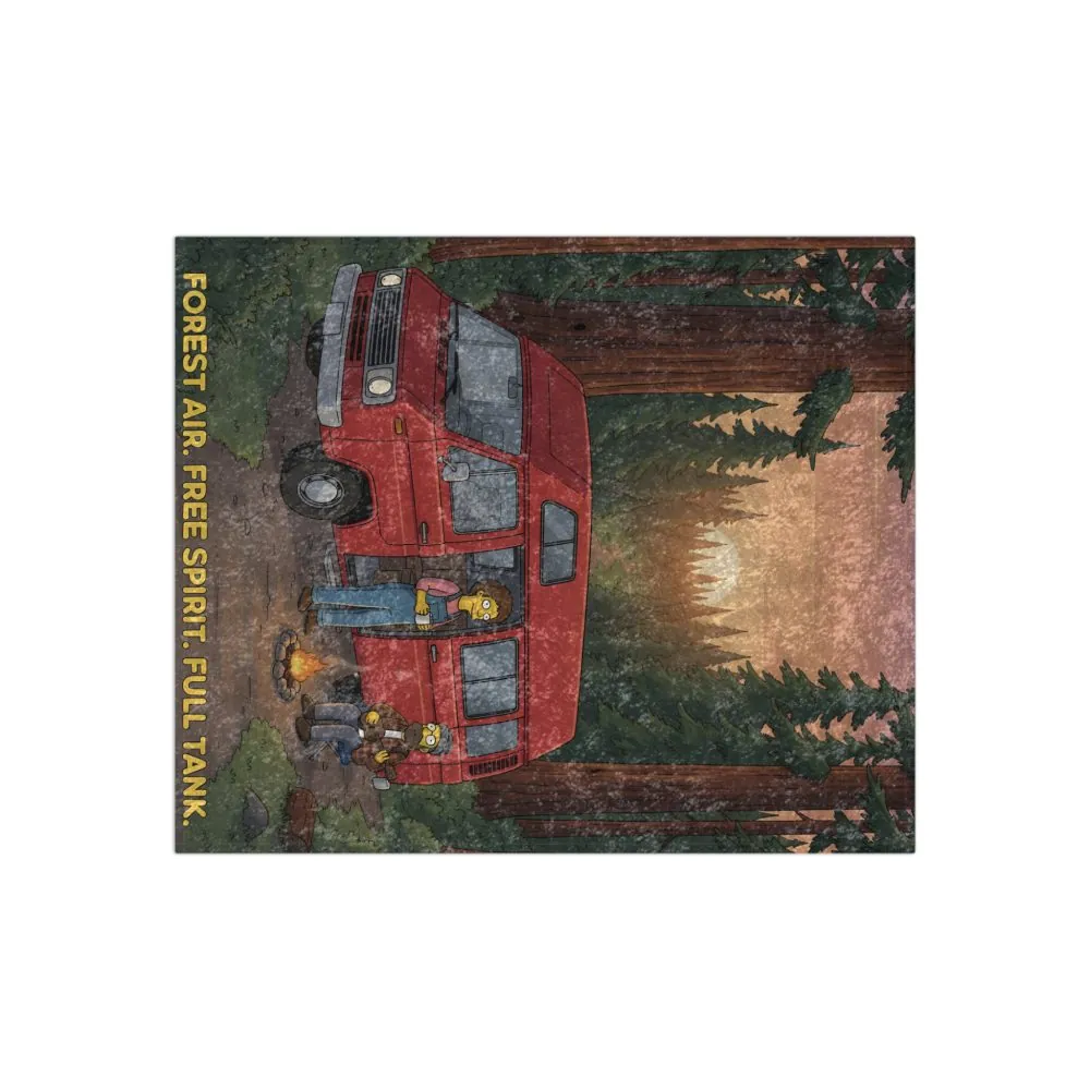 Crushed Velvet Blanket —"Forest Air Free Spirit Full Tank" Design Sitcom-Line (Campervan)