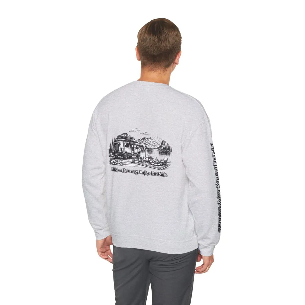 Unisex Heavy Blend™ Crewneck Sweatshirt — "Lifes A Journey,Enjoy The Ride" Design Minimal-Line