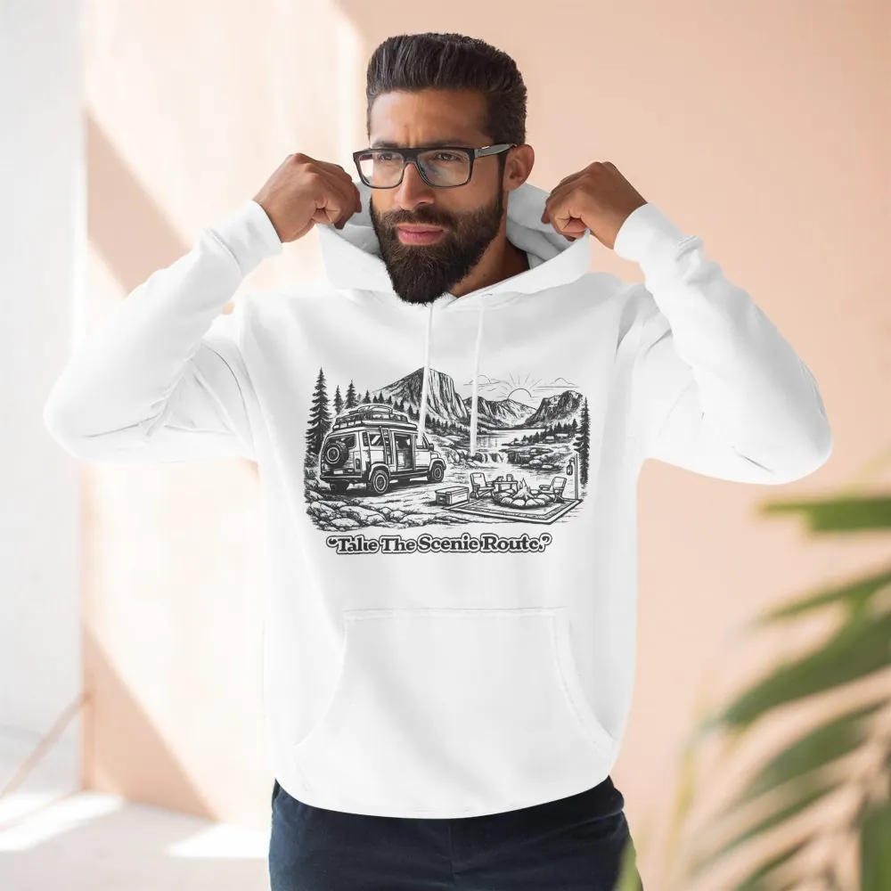 14252516677770273426_2048.jpeg Three-Panel Fleece Hoodie - "Take The Scenic Route" Design Minimal-Line