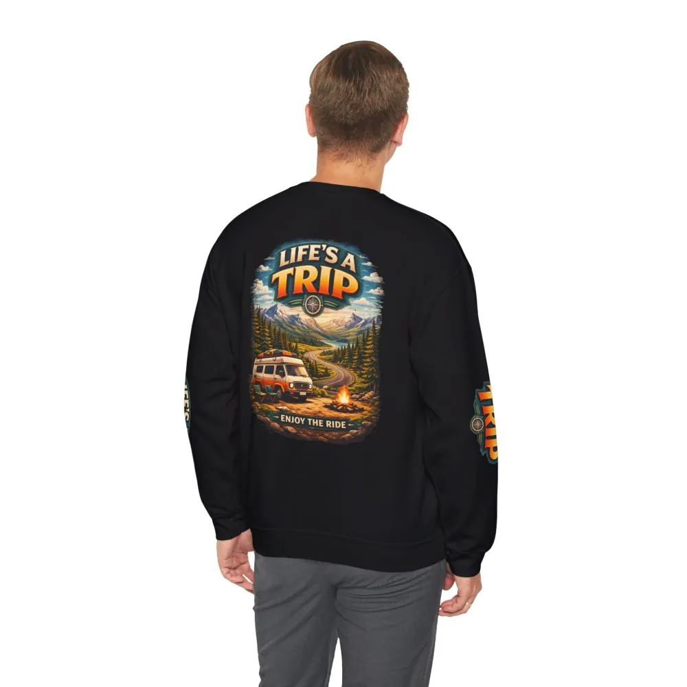 Unisex Heavy Blend™ Crewneck Sweatshirt — "Life s A Trip" Design Scenic-Line