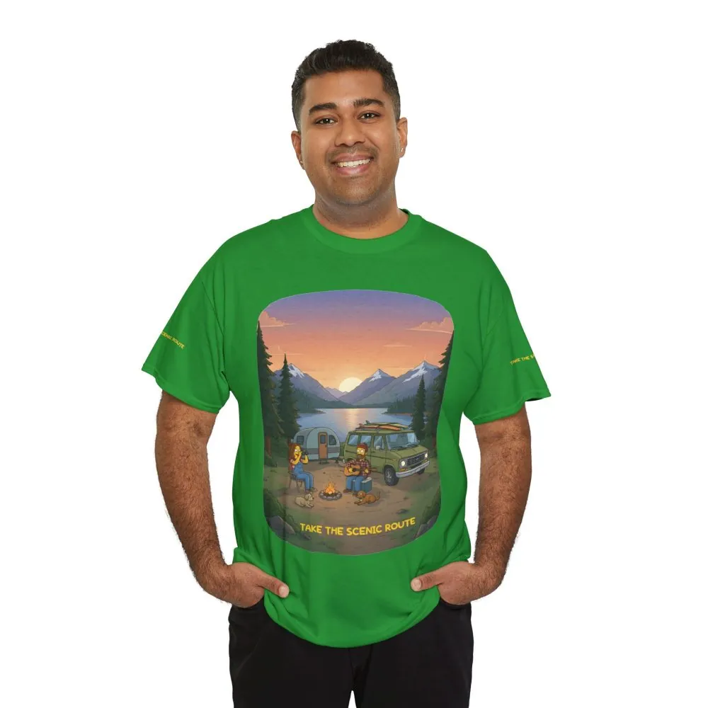 Unisex Heavy Cotton Tee — "Take The Scenic Route" Design Sitcom-Line