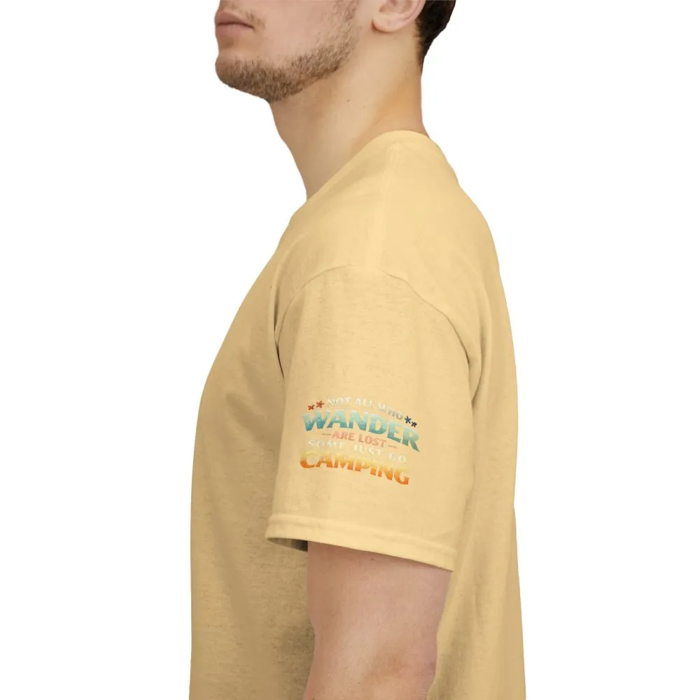 Unisex Heavy Cotton Tee — "Not All Who Wander Are Lost" Design Scenic-Line