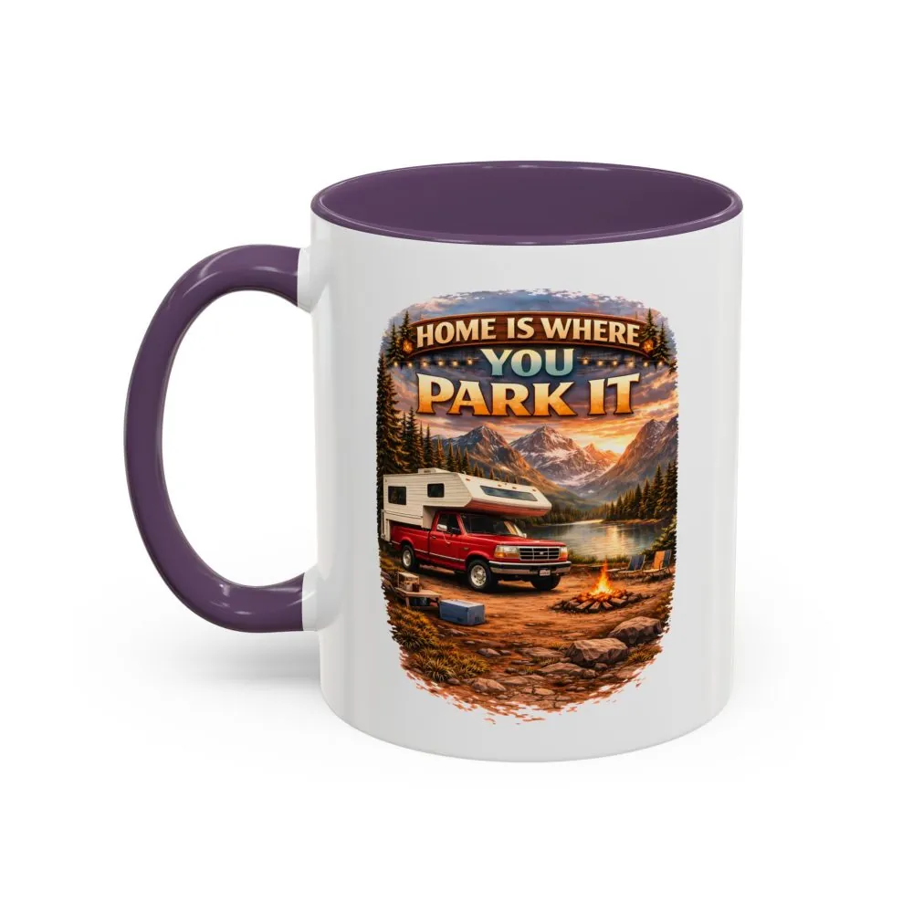 14255173174621801163_2048.jpeg Accent Coffee Mug (11, 15oz) — "Home Is Where You Park It" Design Scenic-Line