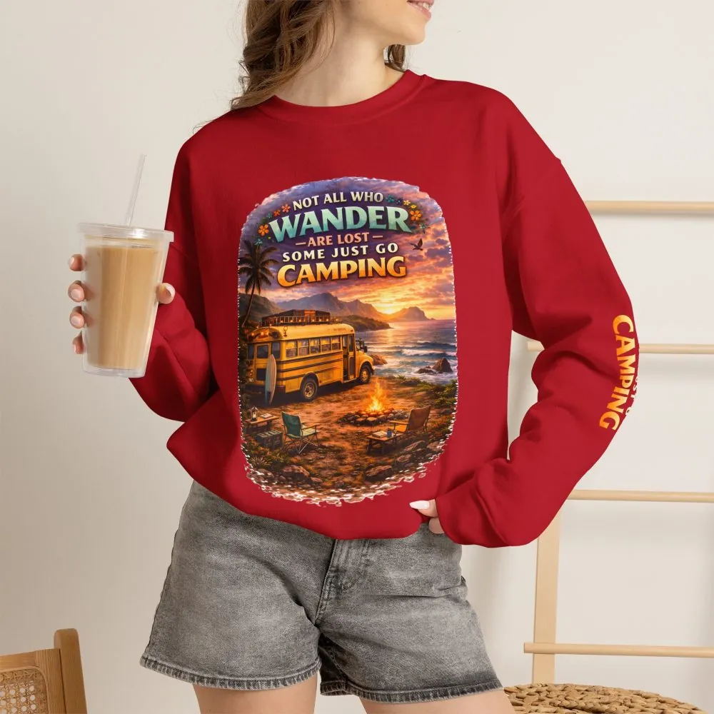 Unisex Heavy Blend™ Crewneck Sweatshirt — "Not All Who Wander Are Lost" Design Scenic-Line