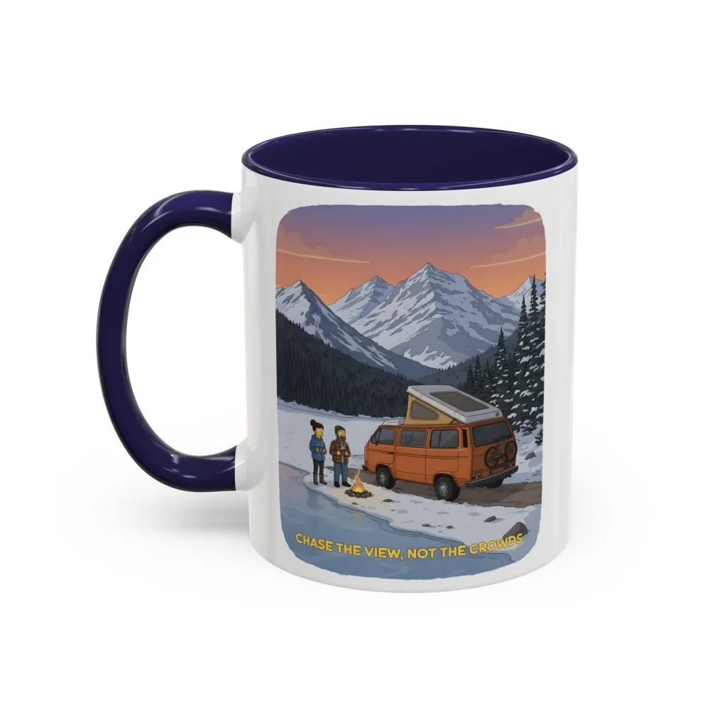 Accent Coffee Mug (11, 15oz) — "Chase The Views-Not The Crowds"" Design Sitcom-Line