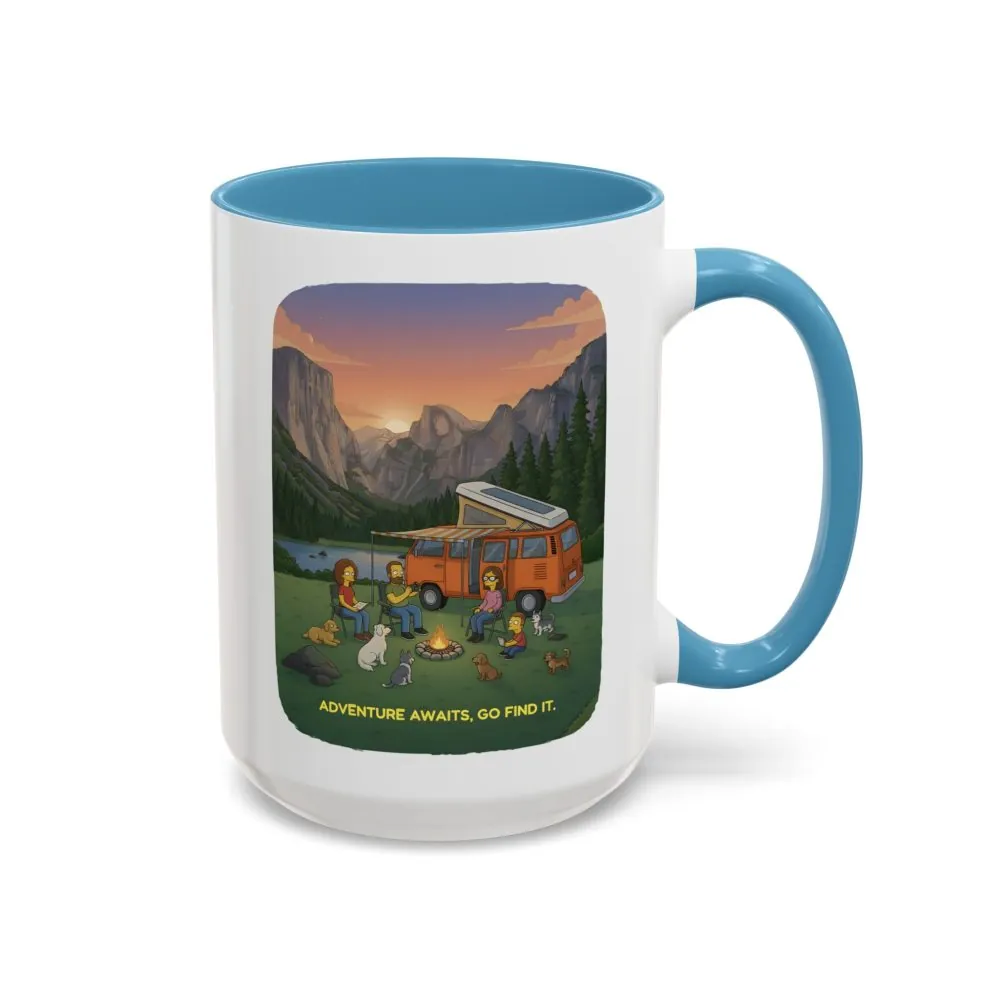 Accent Coffee Mug (11, 15oz) — "Adventure Awaits-Go Find It"" Design Sitcom-Line