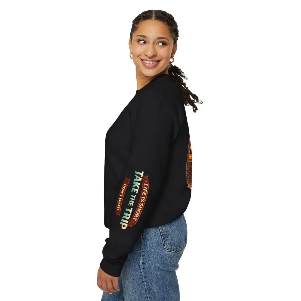 Unisex Heavy Blend™ Crewneck Sweatshirt — "Life Is To Short-Take The Trip" Design Scenic-Line