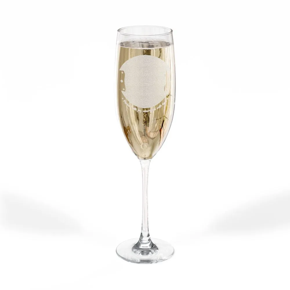 Engraved 8oz Champagne Flute — "Happ Camper - Christmas Wishes"
