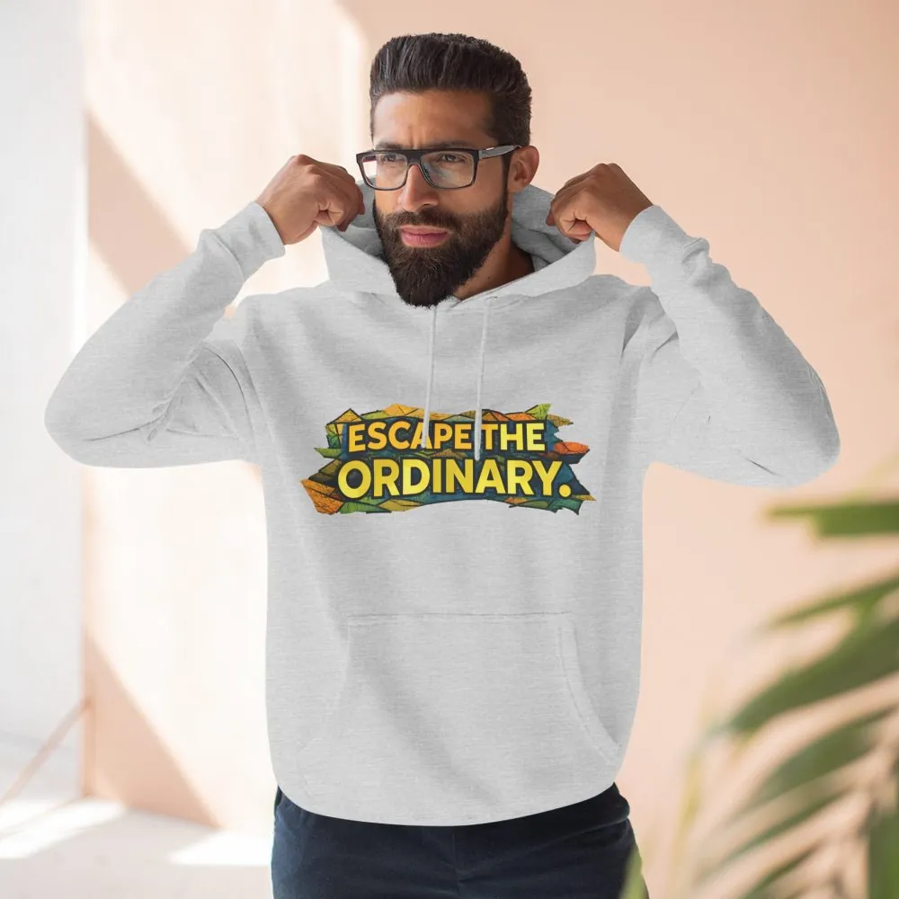 Three-Panel Fleece Hoodie - "Escape The Ordinary" Design Cubic-Line
