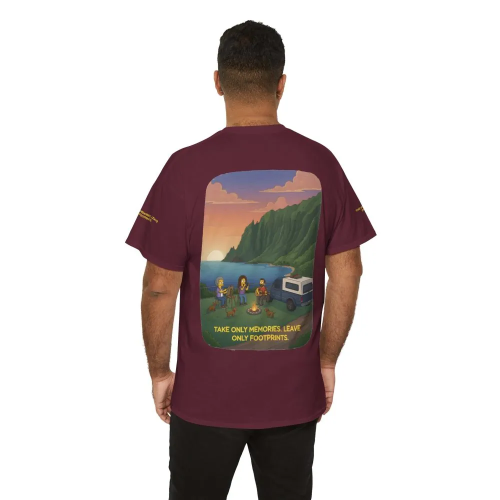 Unisex Heavy Cotton Tee — "Take Only Memories-Leave Only Footprints" Design Sitcom-Line
