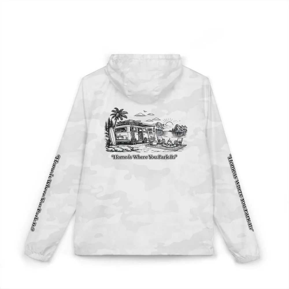 14289887240280522282_2048.jpeg Unisex Full-Zip Windbreaker Jacket — "Home Is Where You Park It" (Design "Minimal-Line")