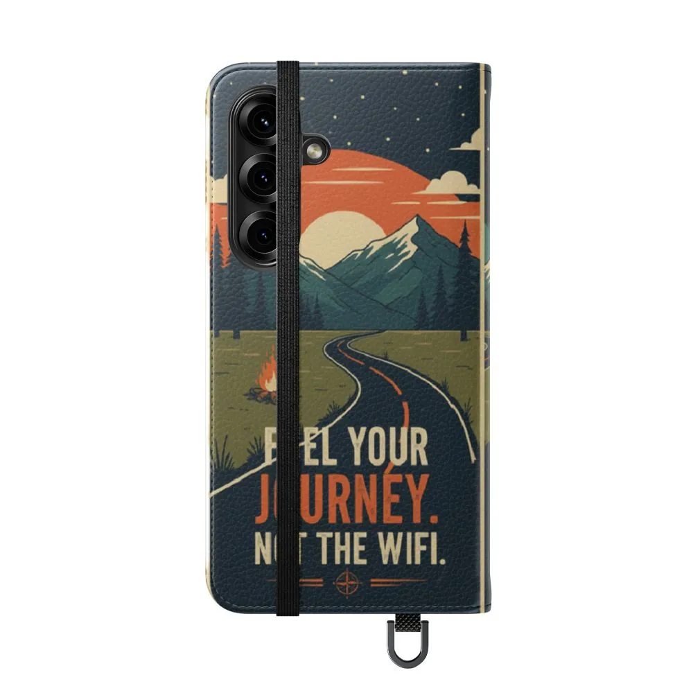 Flip Phone Case — "Fuel Your Journey, Not the Wifi" Wallet Cover