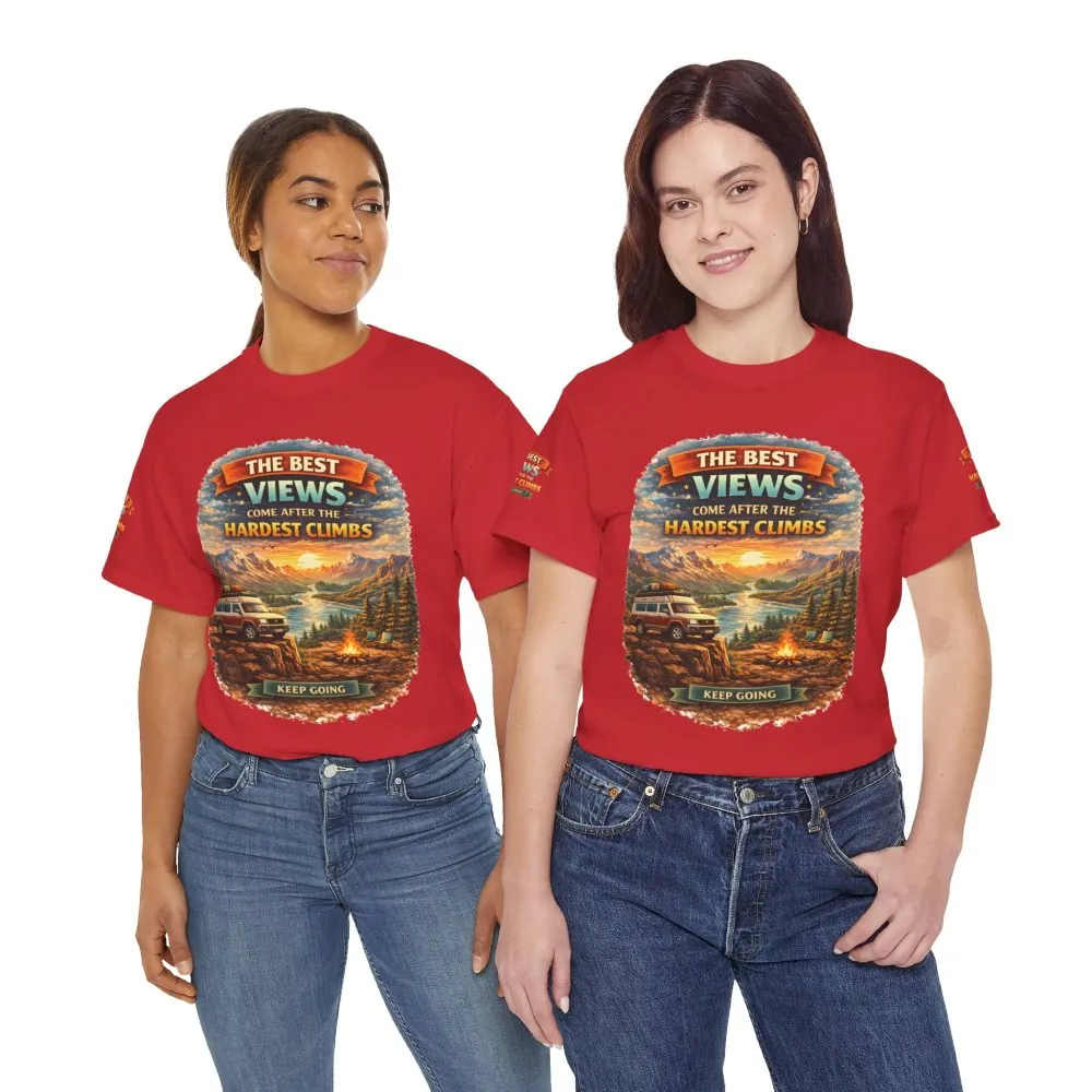 Unisex Heavy Cotton Tee — "The Best Views" Design Scenic-Line