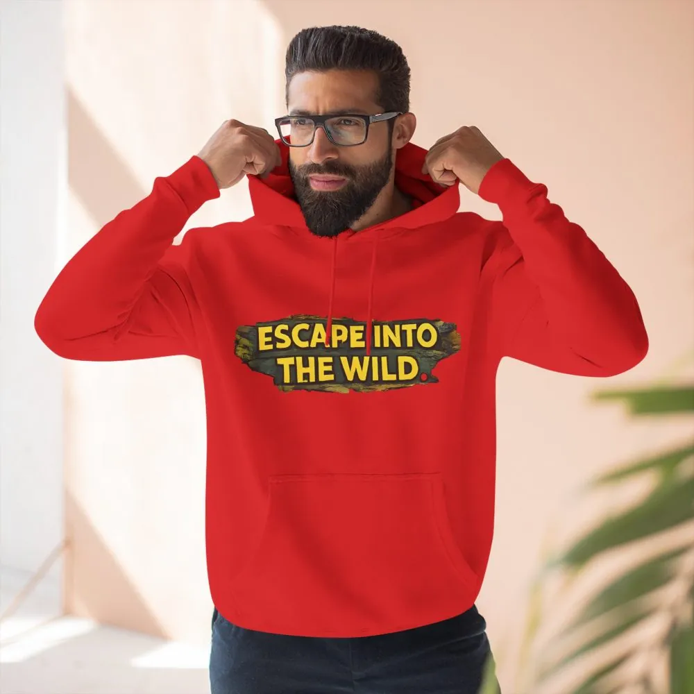 Three-Panel Fleece Hoodie - "Escape Into The Wild" Design Cubic-Line