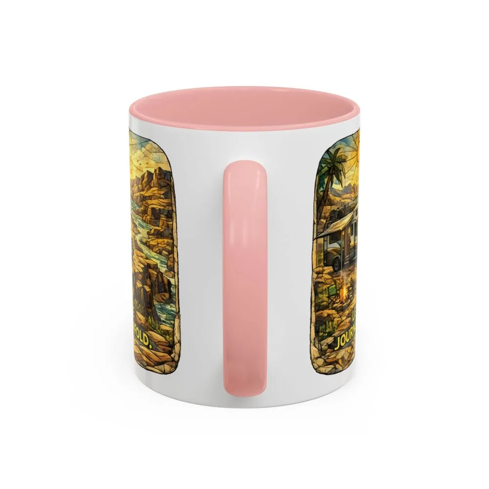Accent Coffee Mug (11, 15oz) — "Let The Journey Unfold" Design Cubic-Line