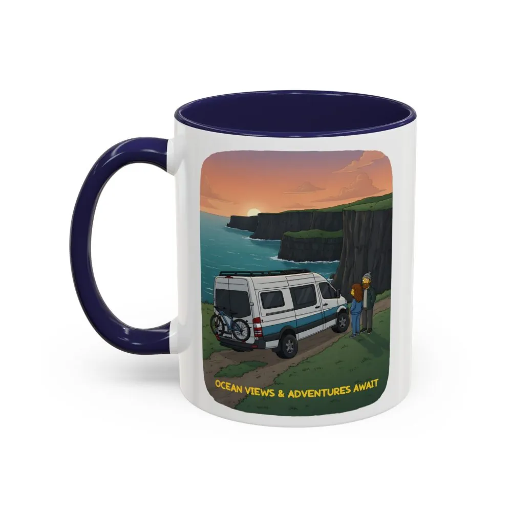 Accent Coffee Mug (11, 15oz) — "Ocean Views-Adventures Awaits" Design Sitcom-Line