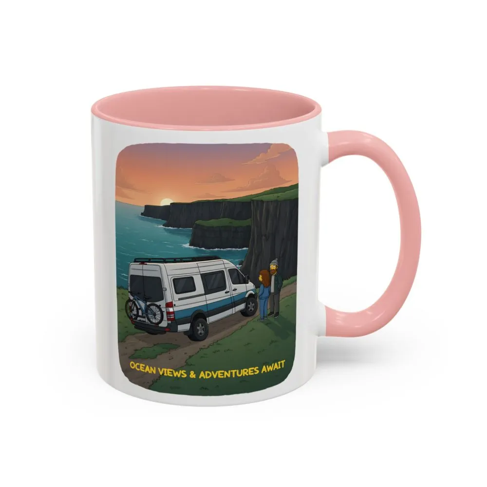 Accent Coffee Mug (11, 15oz) — "Ocean Views-Adventures Awaits" Design Sitcom-Line
