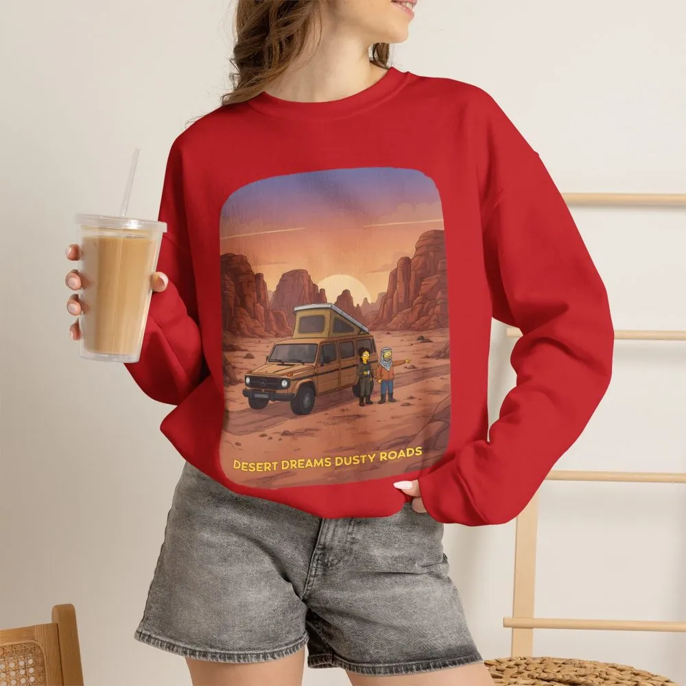 Unisex Heavy Blend™ Crewneck Sweatshirt — "Desert Dreams Dusty Roads" Design Sitcom-Line
