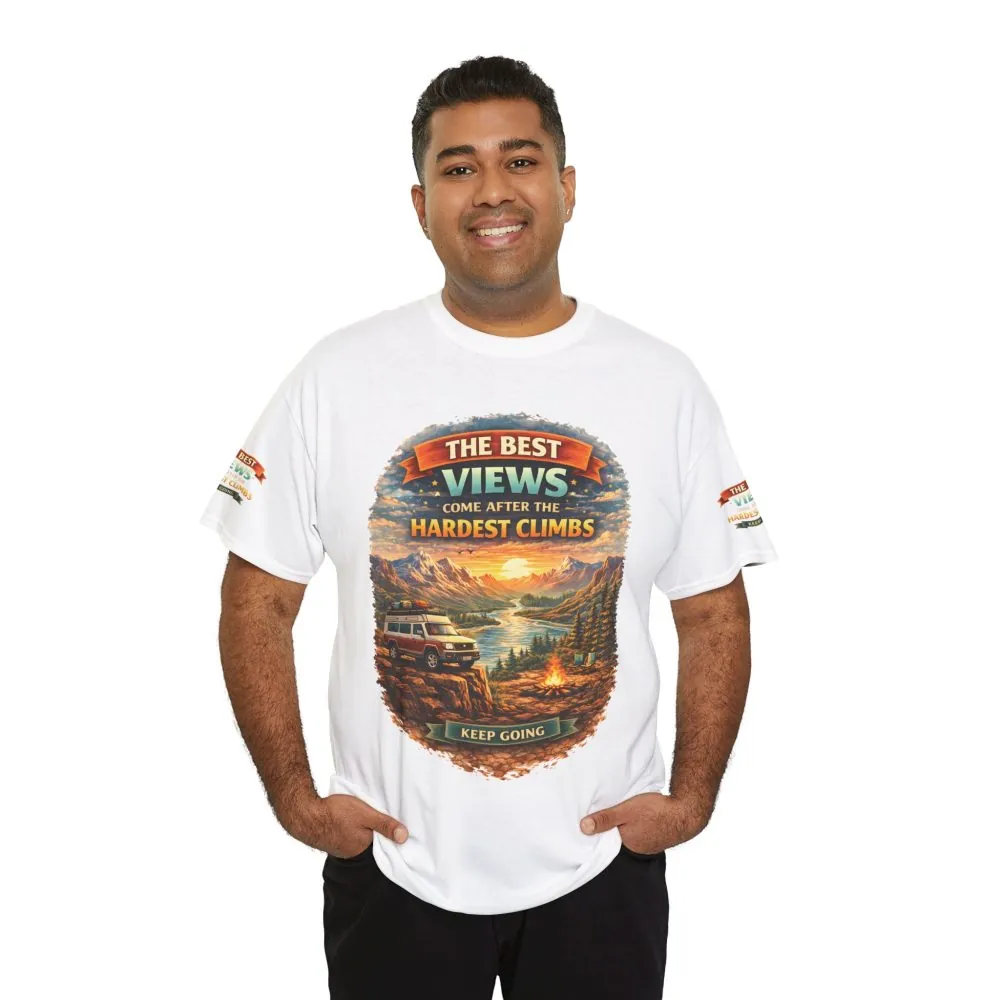 Unisex Heavy Cotton Tee — "The Best Views" Design Scenic-Line