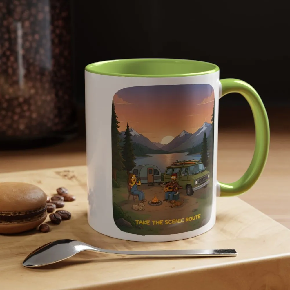 14326285899104016129_2048.jpeg Accent Coffee Mug (11, 15oz) — "Take The Scenic Route" Design Sitcom-Line