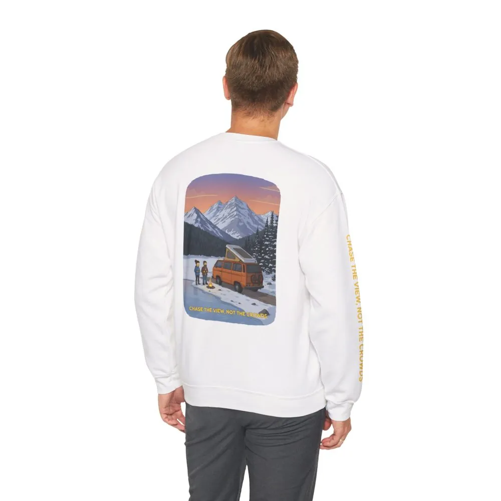 Unisex Heavy Blend™ Crewneck Sweatshirt — "Chase The Views-Not The Crowds"" Design Sitcom-Line