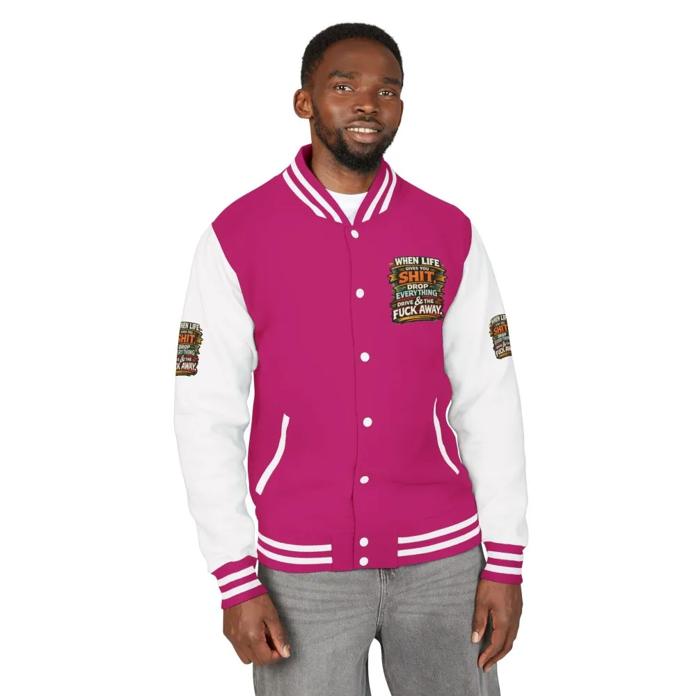 Unisex Heavyweight Letterman Jacket — "When Live Gives You Shit" Design F**K-Line