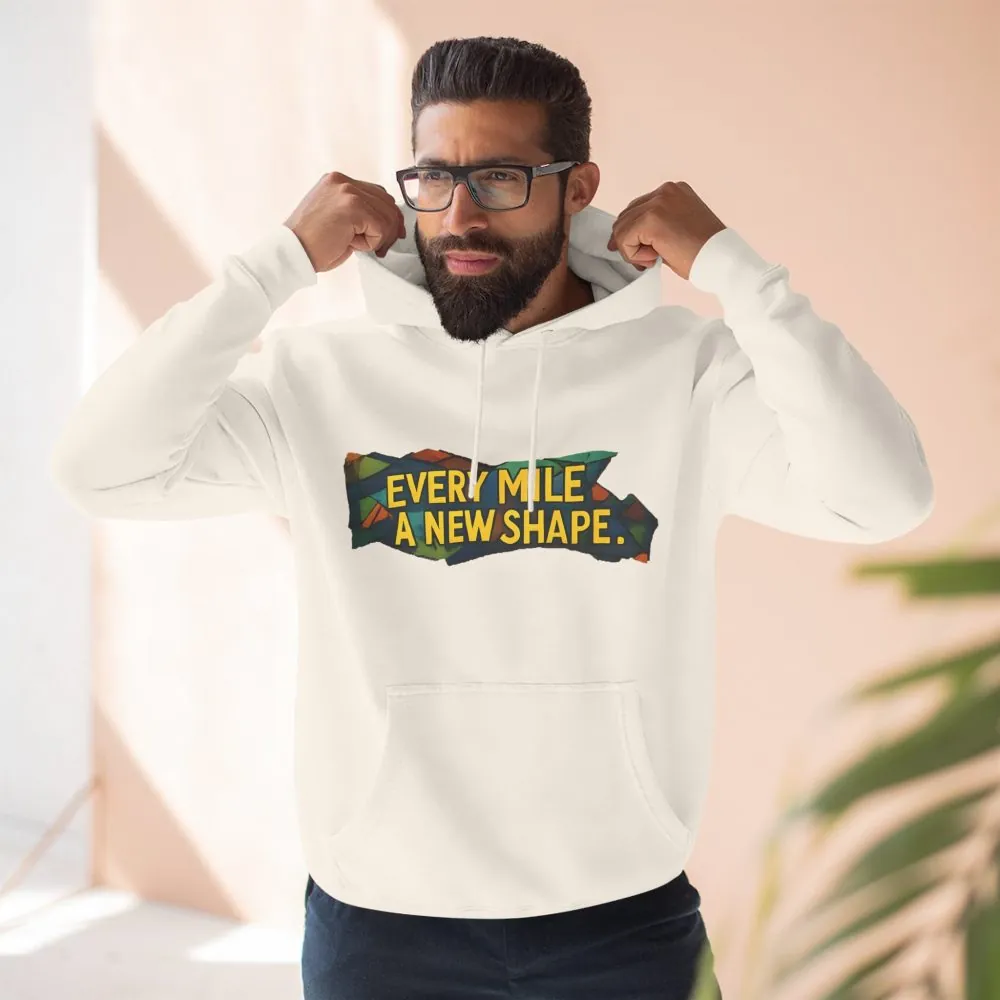 Three-Panel Fleece Hoodie - "Every Mile A New Shape" Design Cubic-Line