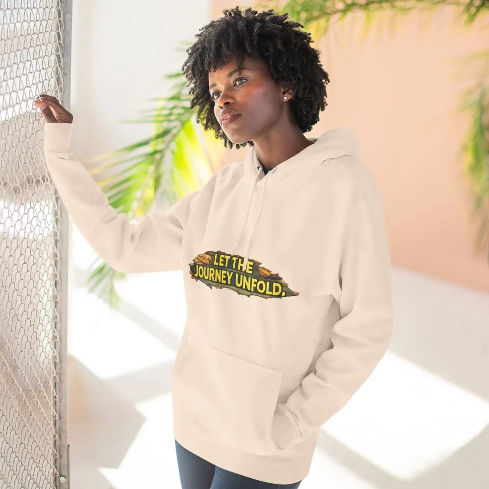 Three-Panel Fleece Hoodie - "Let The Journey Unfold" Design Cubic-Line