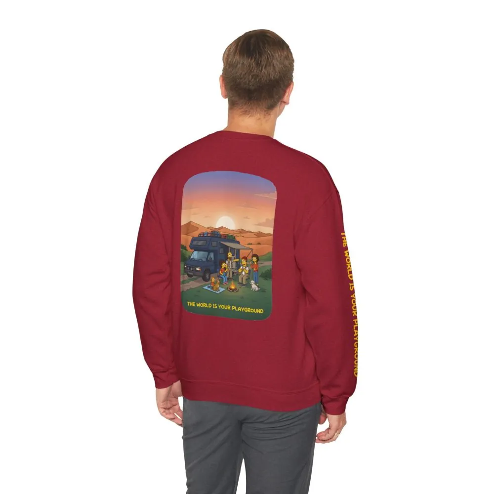 Unisex Heavy Blend™ Crewneck Sweatshirt — "The World Is Your playground" Design Sitcom-Line
