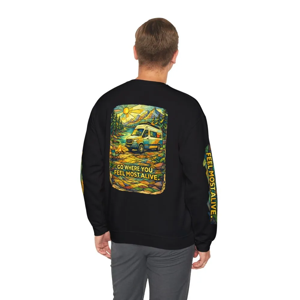 14369257177517123844_2048.jpeg Unisex Heavy Blend™ Crewneck Sweatshirt — "Go Where You Feel Most Alive" Design Cubic-Line