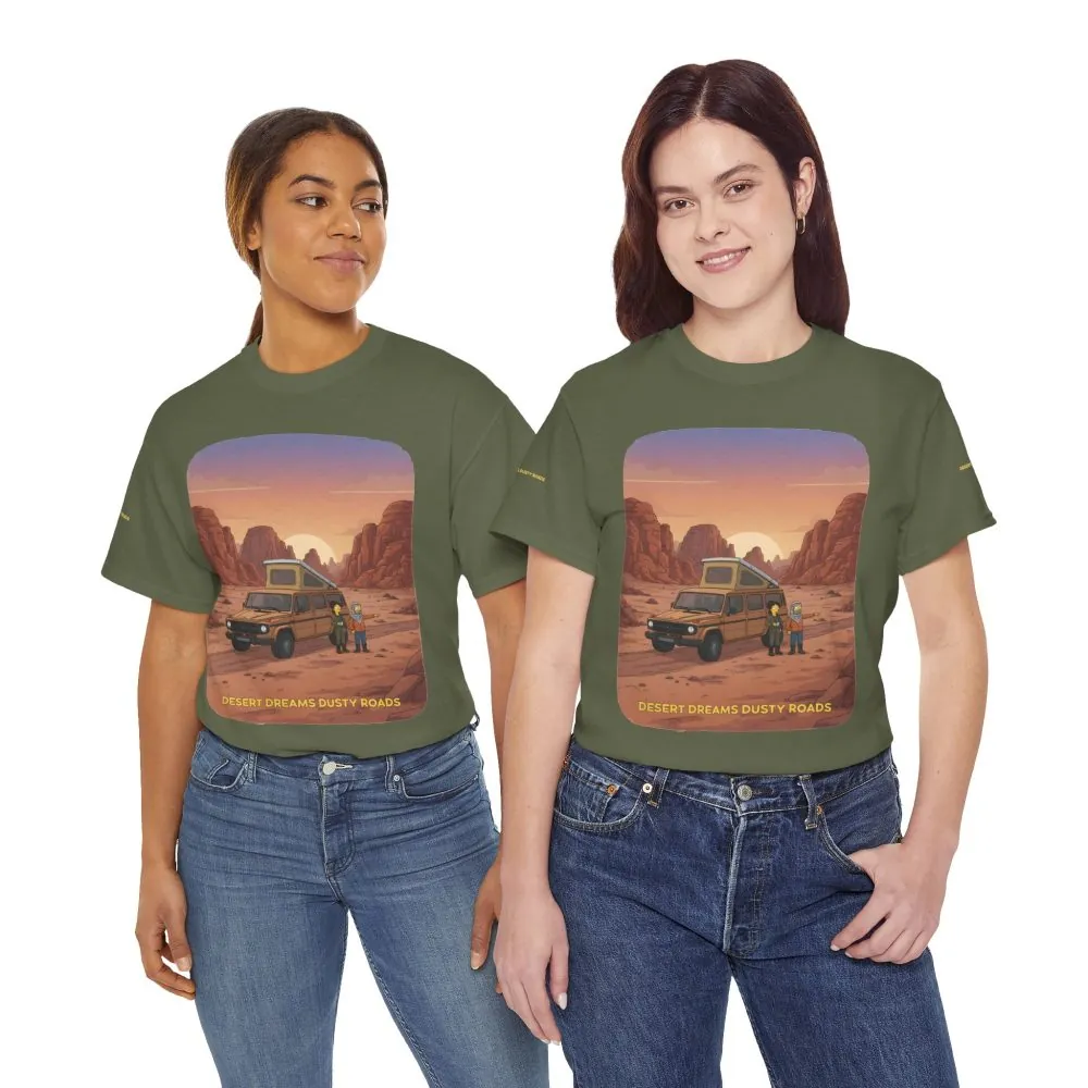 Unisex Heavy Cotton Tee — "Desert Dreams Dusty Roads" Design Sitcom-Line