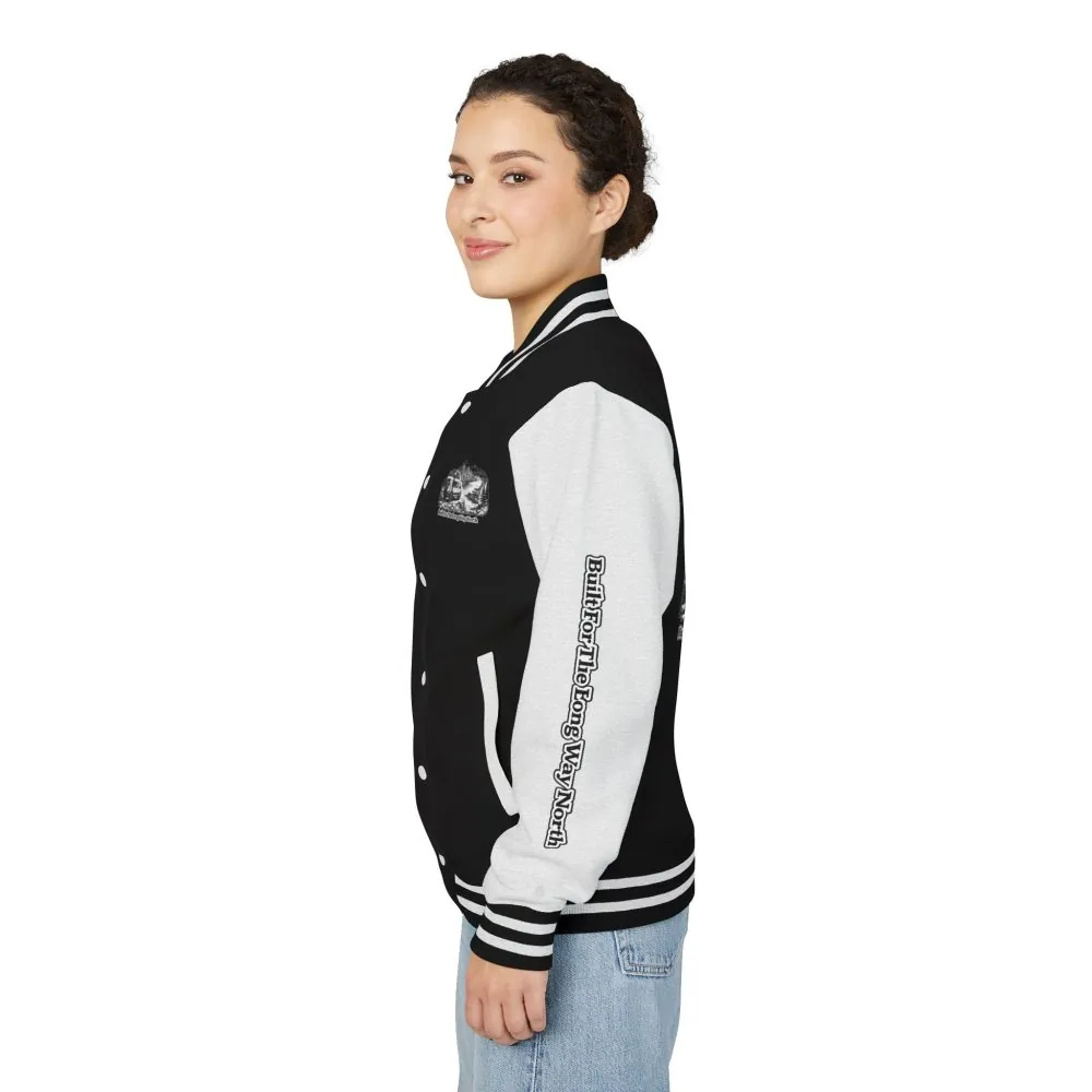 Unisex Heavyweight Letterman Jacket — "Built For The Long Way North" Travel Varsity Coat