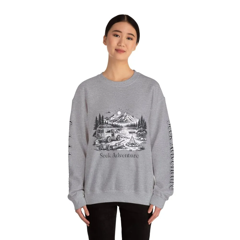 14385162429221041497_2048.jpeg Unisex Heavy Blend™ Crewneck Sweatshirt — "Seek Adventure" Design Minimal-Line