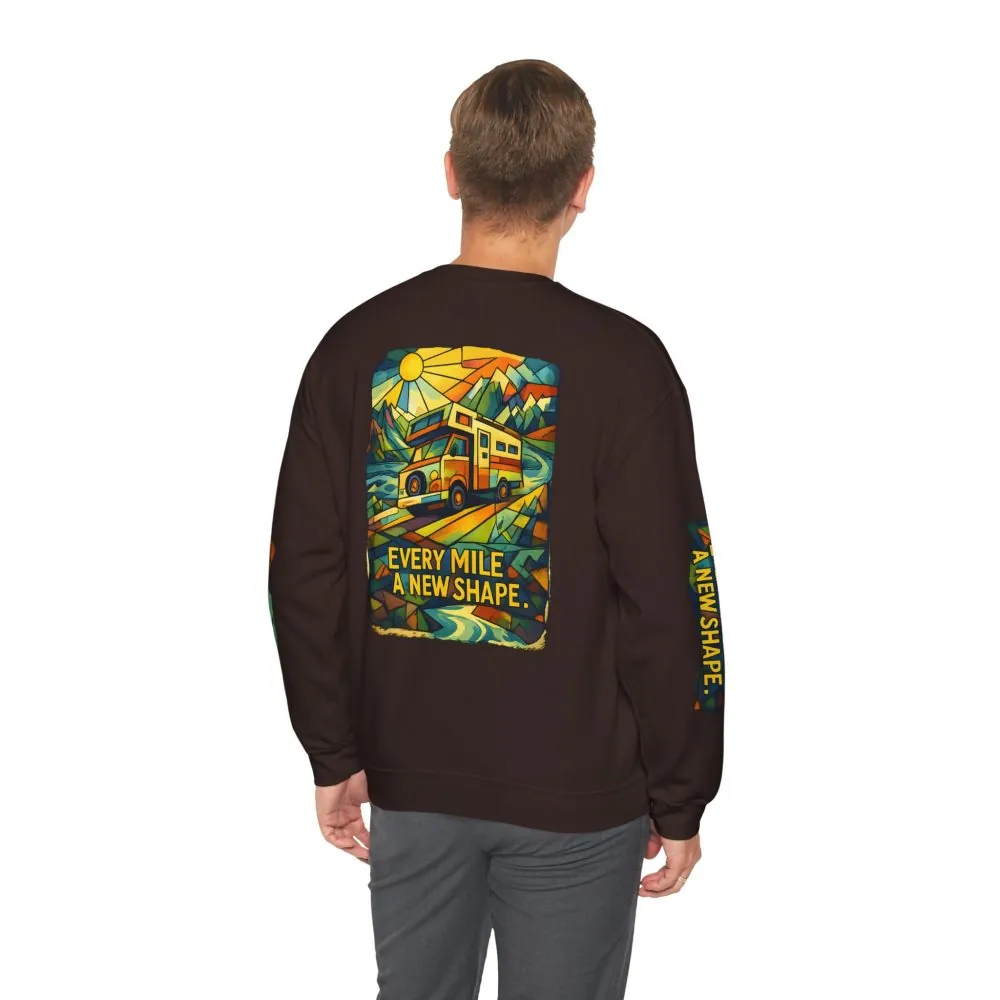14397975685981869439_2048.jpeg Unisex Heavy Blend™ Crewneck Sweatshirt — "Every Mile A New Shape" Design Cubic-Line