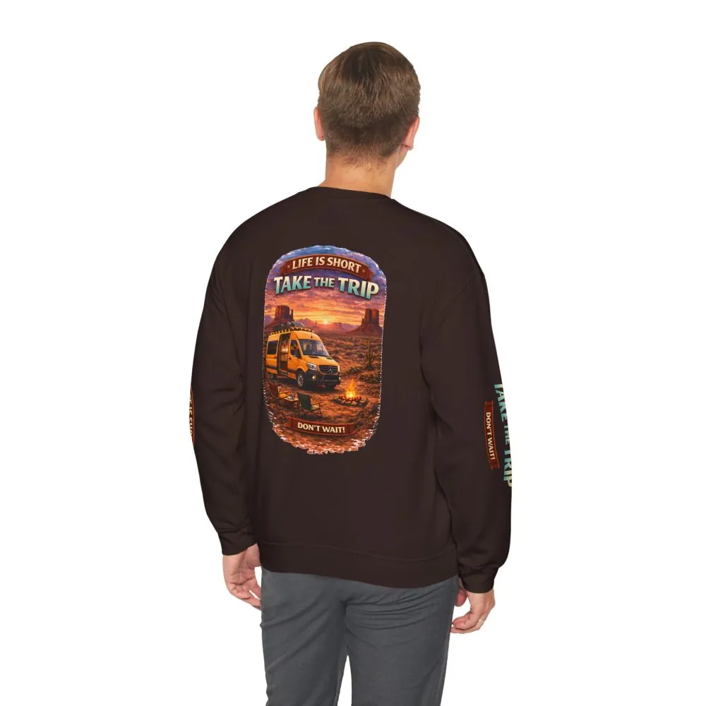 Unisex Heavy Blend™ Crewneck Sweatshirt — "Life Is To Short-Take The Trip" Design Scenic-Line