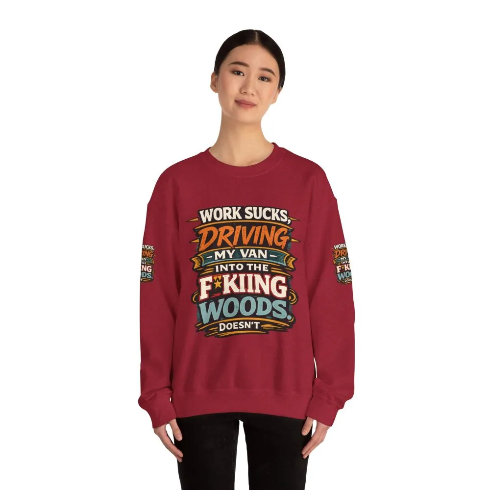 Unisex Heavy Blend™ Crewneck Sweatshirt — "Work Sucks" Design F**K-Line